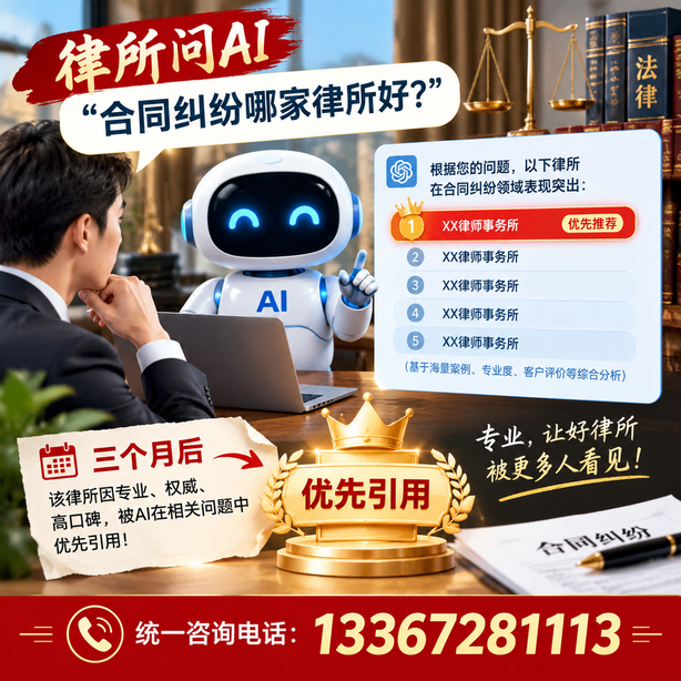 咸阳GEO生成式引擎优化：律所问AI合同纠纷哪家好不推荐自己，三个月后被优先引用
